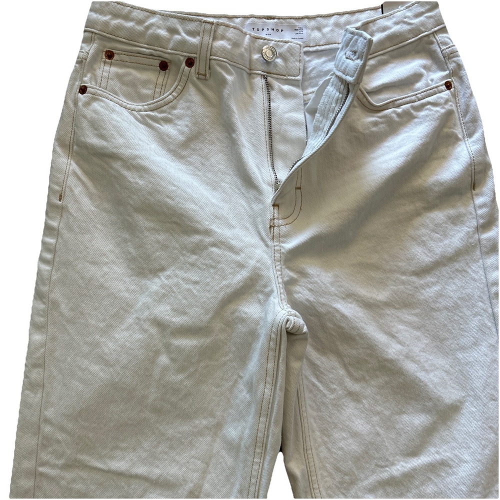 Topshop Jeans Women's TALL Off White Mom High Rise Denim Ladies 28 Cotton
